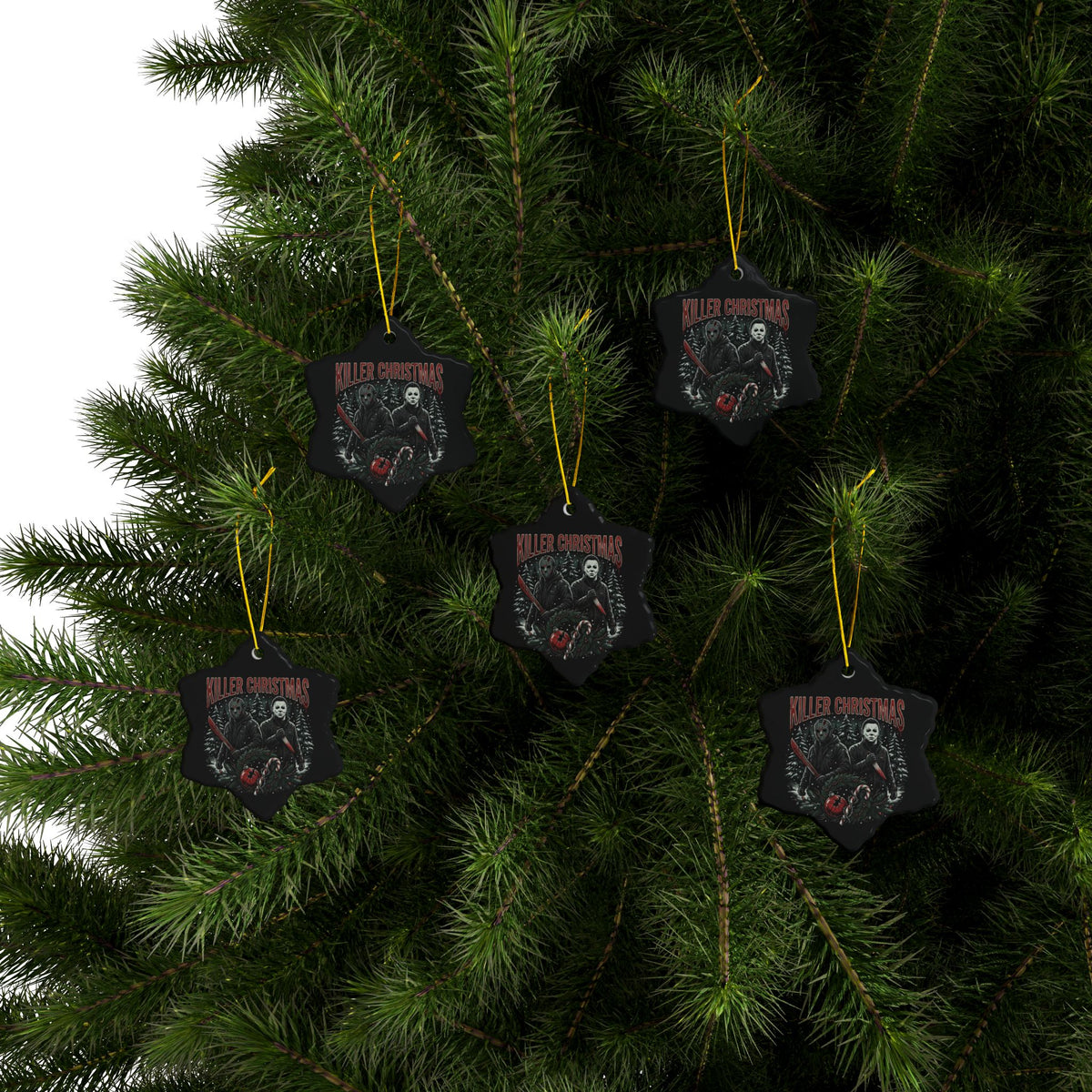 Killer Christmas Ceramic Ornaments, 2-Side Print, (1pc, 3pcs, 5pcs, 10pcs)