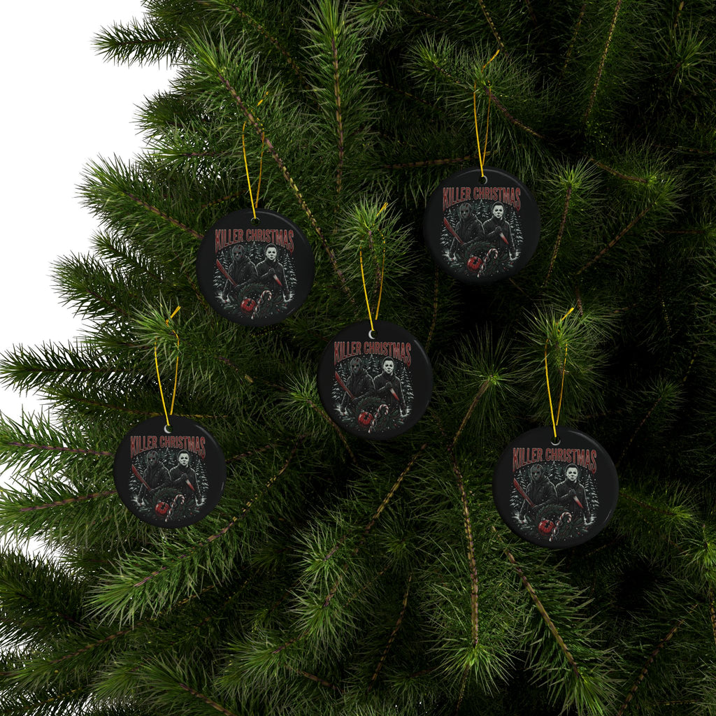 Killer Christmas Ceramic Ornaments, 2-Side Print, (1pc, 3pcs, 5pcs, 10pcs)