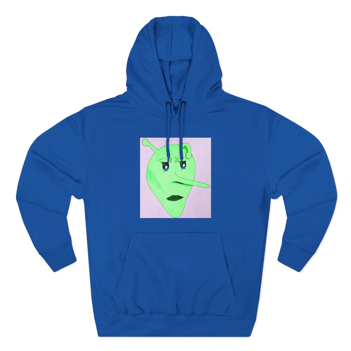 Alien Pinocchio Face Hoodie — Cute Green Alien Graphic Pullover