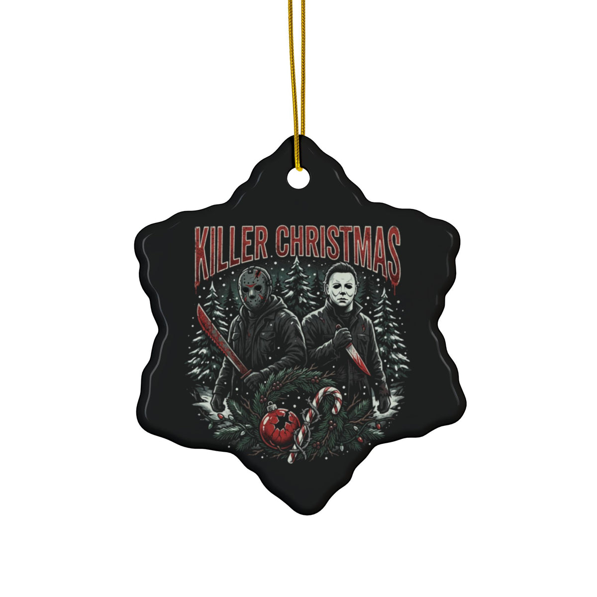 Killer Christmas Ceramic Ornaments, 2-Side Print, (1pc, 3pcs, 5pcs, 10pcs)
